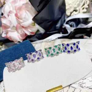 Vintage Emerald Cut Lab Created Diamond & Gemstone Ring - Cluster Setting Luxury Ring for Women