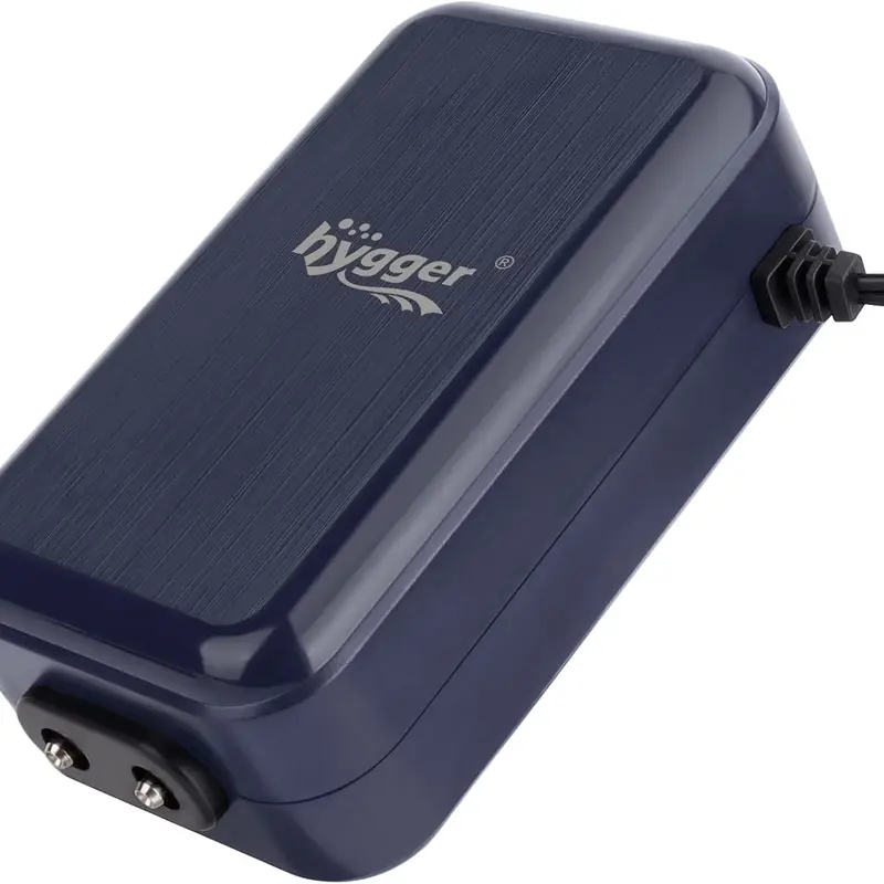 hygger Contemporary Rectangle Aquarium Air Pump - Quiet Mute Fish Tank Accessories, Adjustable Powerful Aerator with 2W/3W/4.5W/6W Power, 1/2 Air Outlets, Plastic Body, Space-Saving Oxygen Boost for Up to 100 Gal Freshwater Fish Tank, 2W Single Option