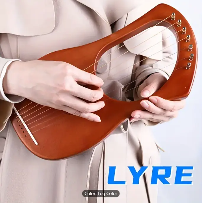 Harp Lyre , 7 Metal String Mahogany Lyre Lyre, Spare String Kit, Ancient Greek Niche Musical Instrument