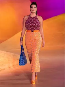 Georges Hobeika Two Tone Midi Dress