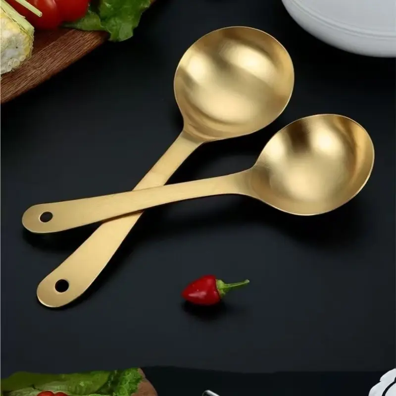 Stainless Steel Spoons Set, Cooking Spoons, Soup Spoons, Serving Spoons For Buffet, Large Size Elegant Design Utensils for Party & Banquet, Durable Stainless Spoonware for Kitchen Use, Perfect for Self-Service Buffet, Tableware Cutlery