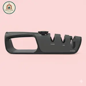 HEARTH&HOME Knife Sharpener With Adjustable Angle Guide — Diamond-Coated Ceramic Sharpening Stones for All Knives Including Precision Kitchen, Professional, Chef's Knives — Non-Slip Rubber Edge Grip