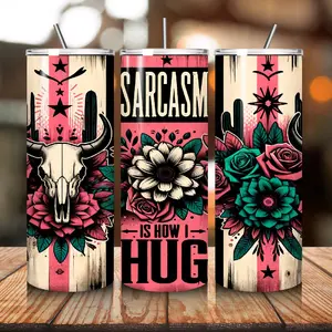 New 20 oz stainless steel Theme tumblers W/ Straw