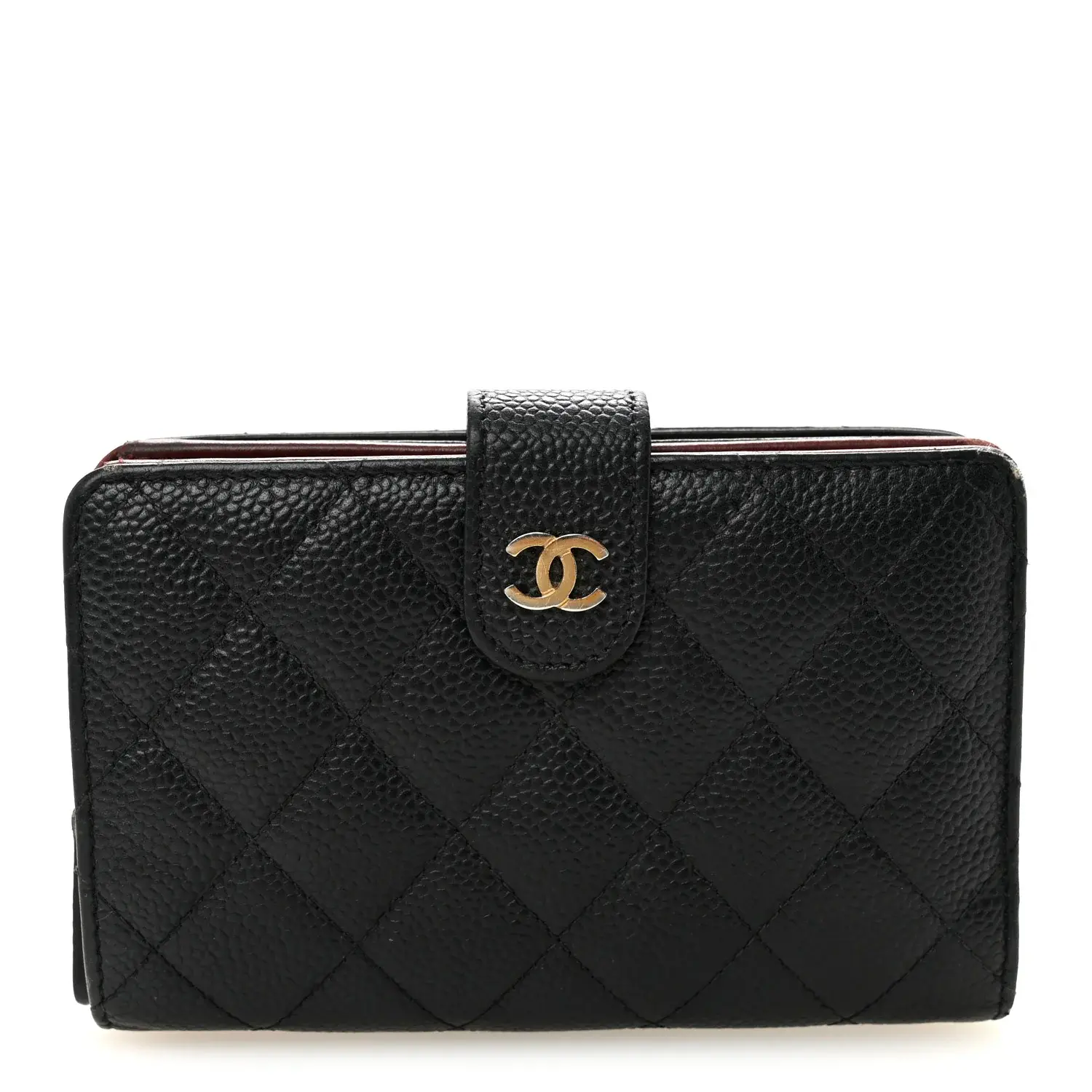 Pre-owned CHANEL Leather Small Leather Goods Caviar Quilted Zipped Pocket Wallet Black