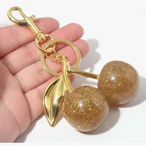 Gold Cherry Keychain Charm