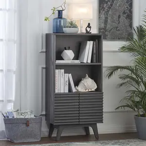 Modway Render Display Cabinet Bookshelf in Charcoal