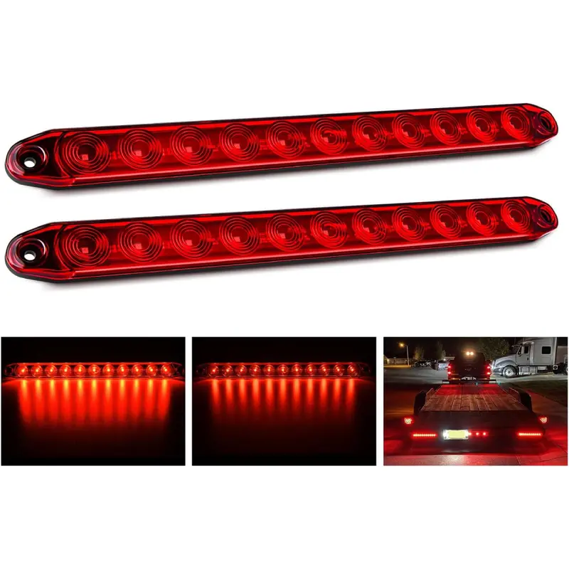 Nilight 2PCS 16In Waterproof Trailer Light Kit - 11-LED Red DOT-Compliant IP65 Rated Led Car Lights, Sonically Welded Polycarbonate for Horse Trailers, 12V Heavy Duty Trucks, 22 Gauge 10In Wire Park/Stop/Turn Signals Tail Marker Auto Parts