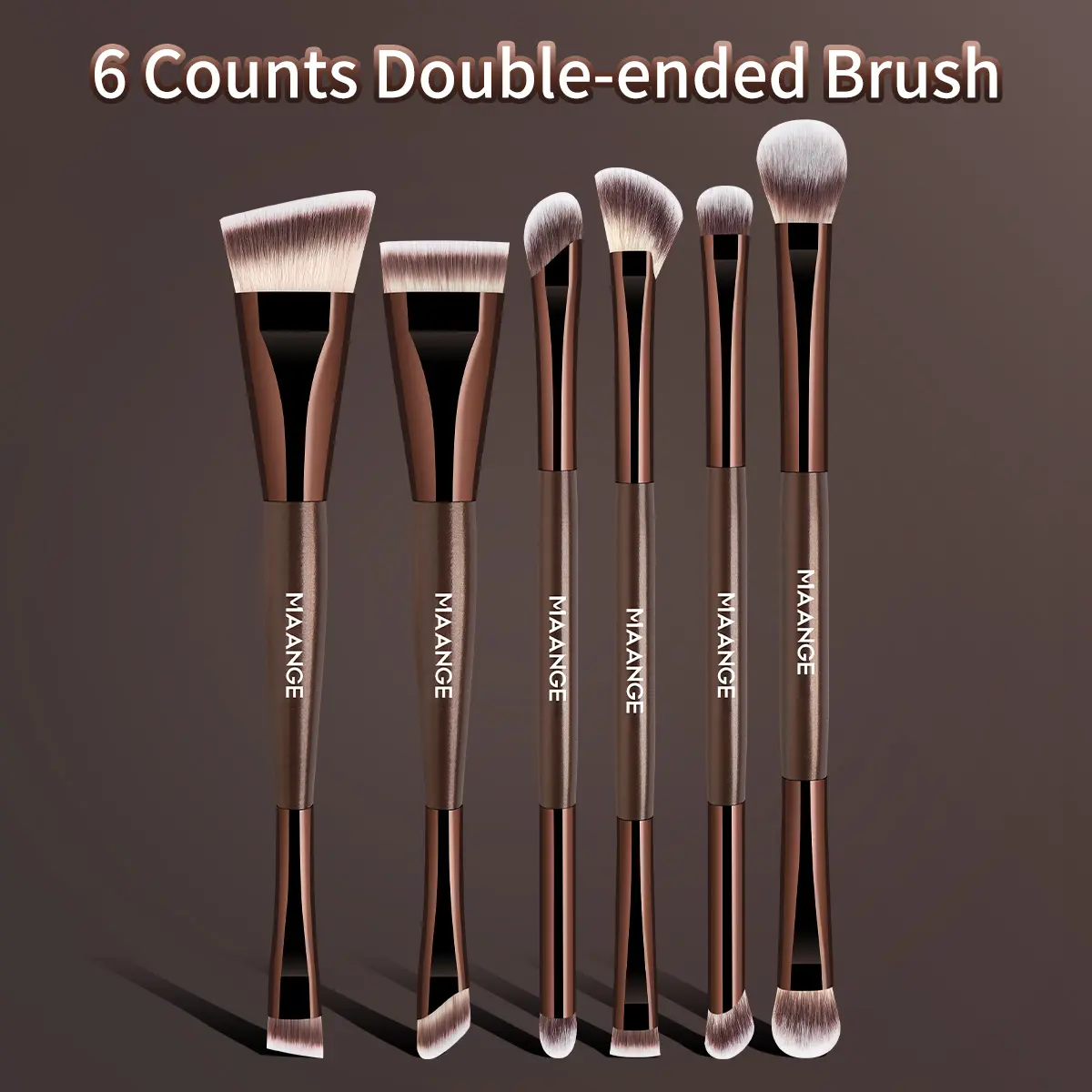 MAANGE 6pcs Dual-Ended Makeup Brushes Set, Cosmetic Brushes, Makeup Brush Kit, Foundation Brush Eyeshadow Brush Eyeliner Brush Blending Brush Eyebrow Brush, For Beginners and Makeup Enthusiasts, Makeup Accessories Gifts for Friends
