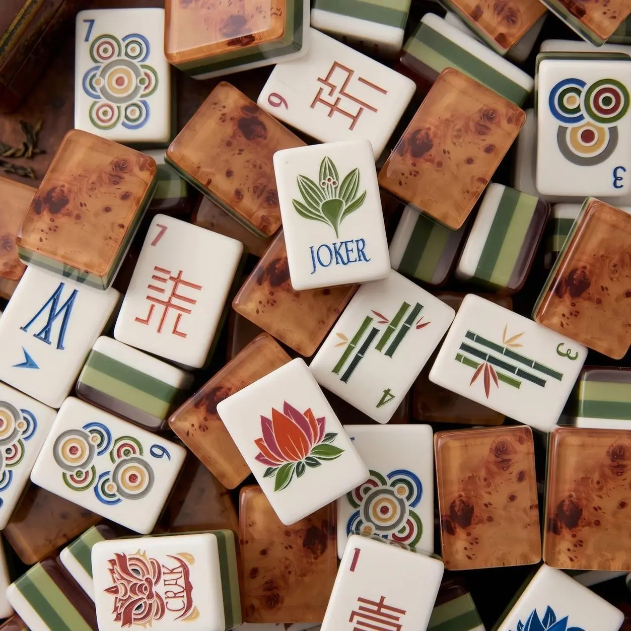 Customizable name-Luxury Burl Wood American Mahjong Set, 4-Layer Acrylic, Scratch Proof, 160 Tiles, Vintage Heirloom, Game Night Gift