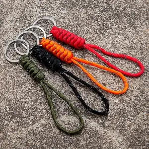 High Strength Parachute Cord Keychain Outdoor Rock Climbing Camping Emergency Survival Paracord Lanyard Metal Key Ring