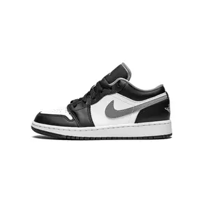 Air Jordan 1 Low GS Sports Footwear - "Black/Grey/White" Style, 553560 040 Model