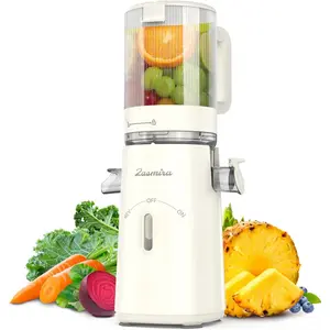 Cold press juicer, Zasmira juicer with large feeding trough, powerful slow juicer with pulp separation, 99.6% juice purity, easy to clean, white