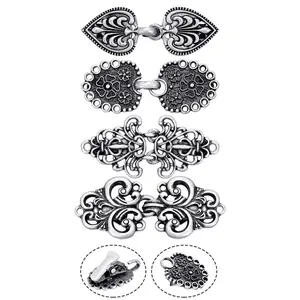 4 Pieces Vintage Sweater Swirl Clip Cape Cloak Scarves & Collars Retro Cardigan Shawl Collar Clasp Dress Shirt Brooch Clip