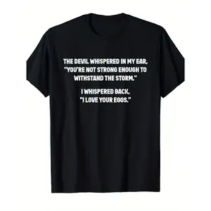 I Your Devil'S Egg T-Shirt, a Black Round-Neck Tee, Perfect for Occasions Like Mother'S Day, Father'S Day, Easter, Valentine'S Day Anniversaries, And As a Gift for Both Men And Women