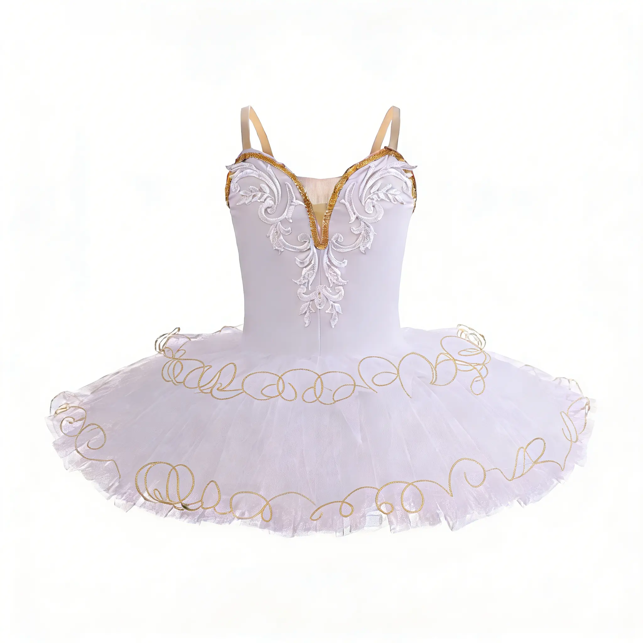 Girls Pink Ballet Tutu Dress Gold Trim Embroidery Dance Dress - TikTok Shop
