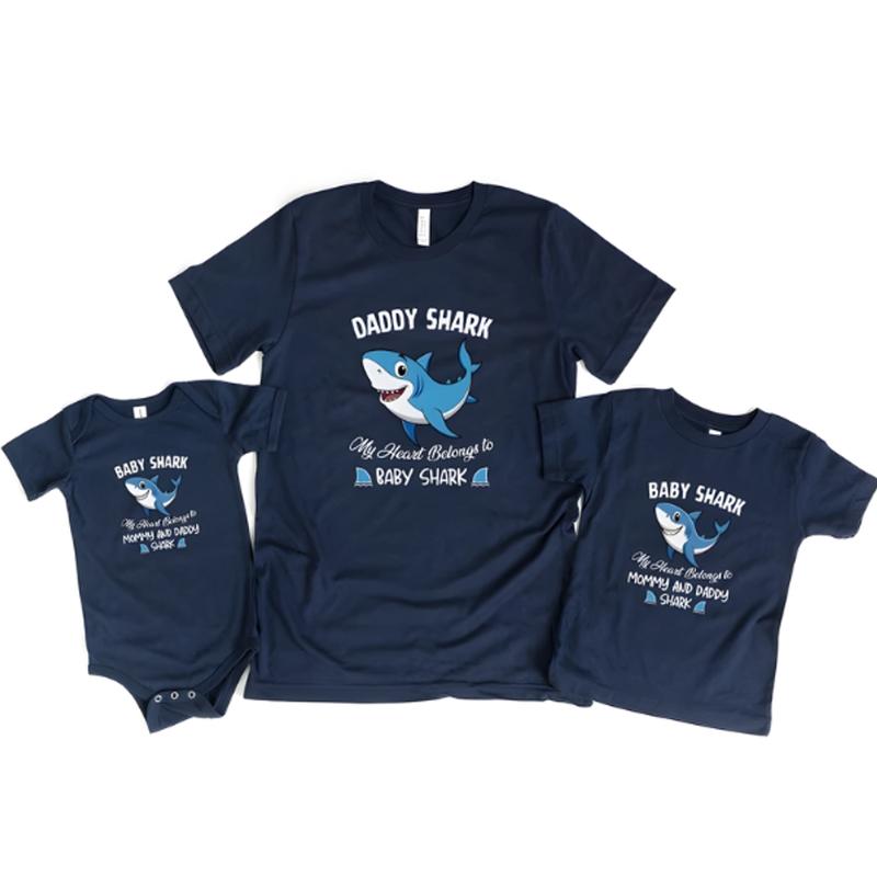Shark Family T-Shirts, Mommy Shark Shirt, Baby Shark, Daddy Shark Tee, Daddy And Son Matching Shirt, Family Matching Outfits, Daddy And Me Womenswear Apparel Flash Sale T-Shirt Trio Shark Family T-Shirts, Mommy Shark Shirt, Baby Shark, Daddy Shark Tee, Daddy And Son Matching Shirt, Family Matching Outfits, Daddy And Me Womenswear Apparel Flash Sale T-Shirt Trio
