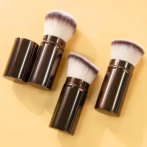 Telescopic Makeup Brush, Face Makeup Brush, 1 Piece Portable Cosmetic Brush with Lid, Multifunctional Travel Makeup Tool for Liquid Foundation & Blush, Beauty Travel Brush