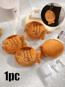 Cute Shark Plush Coin Purse Keychain, Lightweight Fuzzy Wallet, Zipper Closure, Cartoon Design, Holds Keys Coins Small Items, Hand Washable