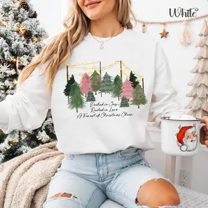 Christmas Sweatshirt Women, Forest Christmas Hoodie, Holiday Sweater, Cozy Winter Christmas Tree Shirt, Family Xmas Outfit