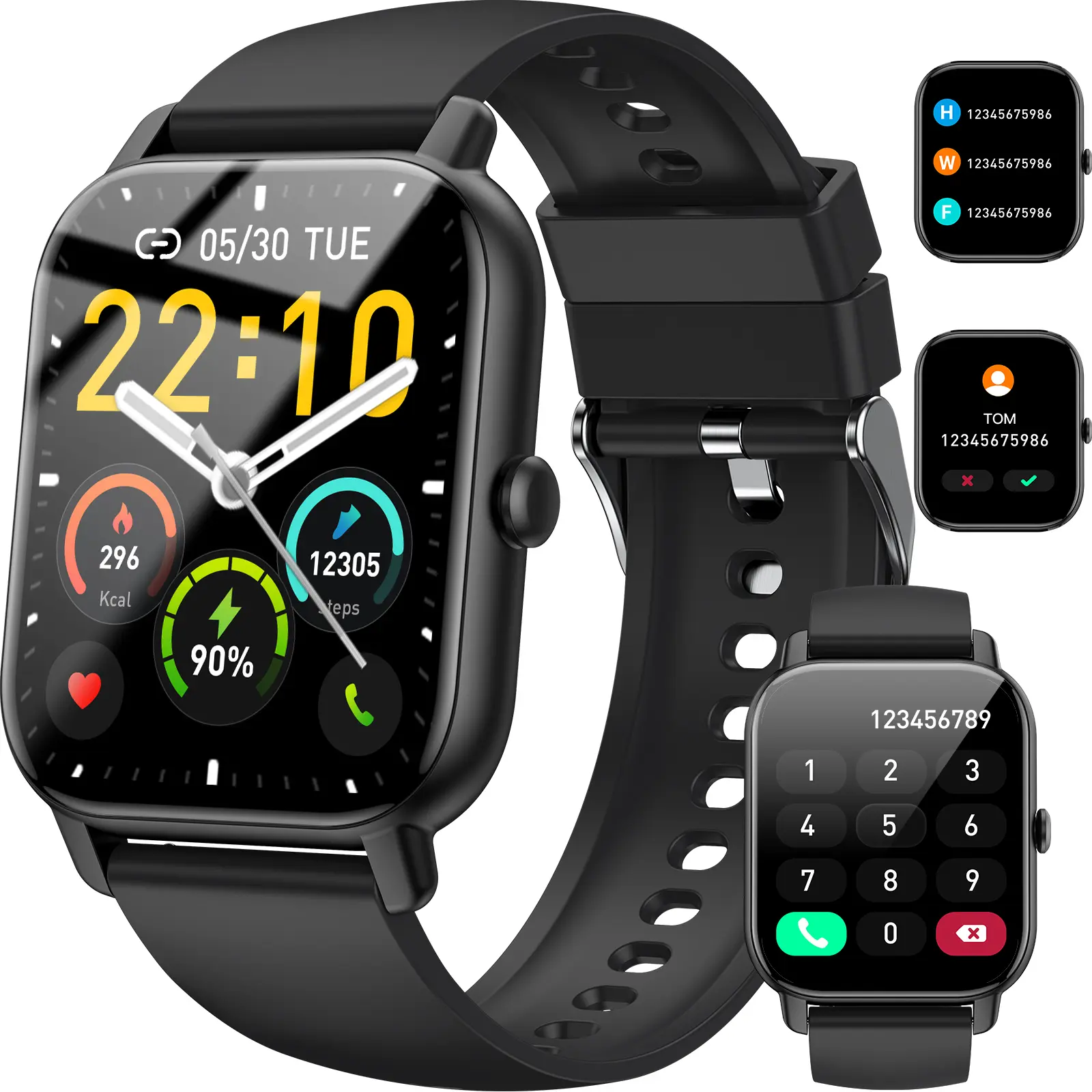 [Flash Deals] Tukio 1.69'' Touch Screen Smartwatch with Fitness Tracker Sleep Monitor Pedometer Stopwatch for Fitness Enthusiasts Holiday Gift Wearable Device