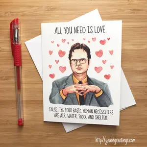 Cute Dwight Valentines Card, Funny Office Love Card, Happy Anniversary Love Card, Just Because Romantic Greeting for BF GF, Love You Card