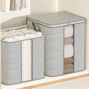 Clothes Storage Bag with Clear Window, 1 Count/2 Counts Summer Foldable Large Capacity Quilt Storage Organizer with Zipper and Handle, Dorm Essentials, Room Organizer