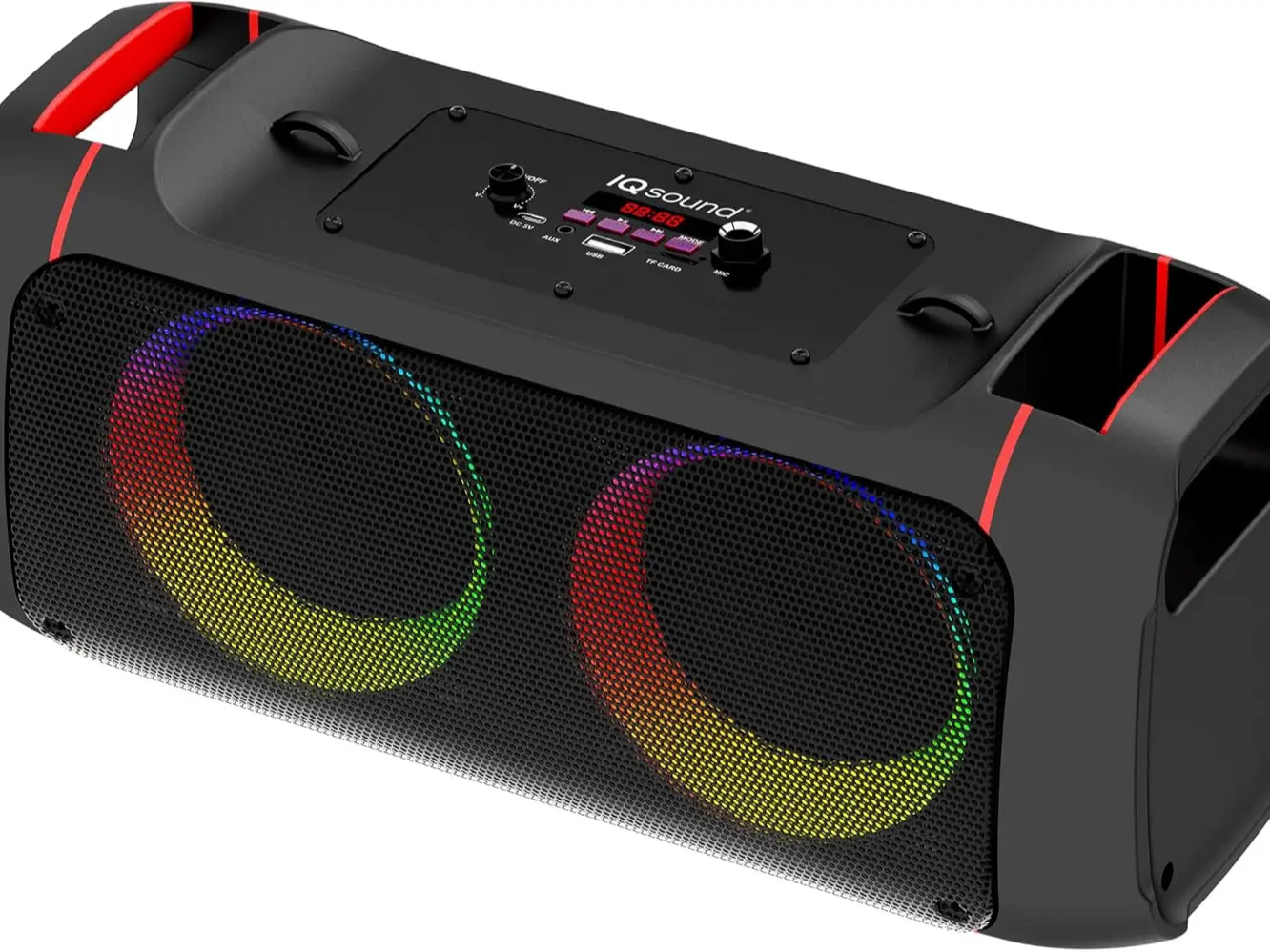 IQ Sound IQ-3504BT Bass Glow Go Portable Bluetooth Speaker with TWS Stereo Pairing, Dual 4" Drivers, Bluetooth 5.