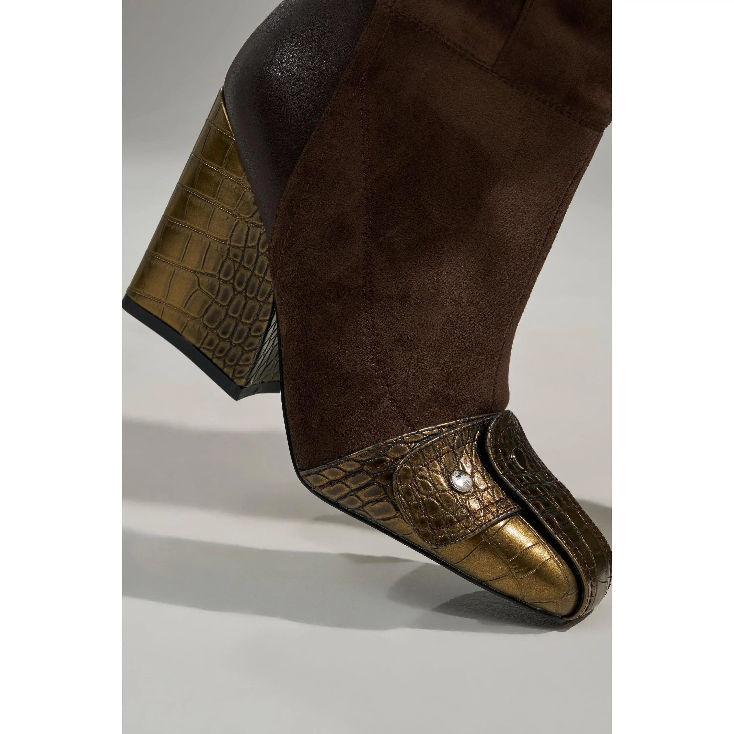 AZALEA WANG ALLONAS BROWN KNEE HIGH CHUNKY BOOT - TikTok Shop