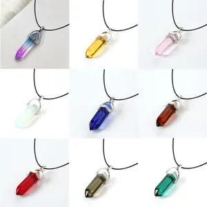 2026 Hexagonal Column Quartz Necklaces Turquoises Pink Crystal Pendent Necklace For Women Chain Natural Stone Choker Jewelry Hot