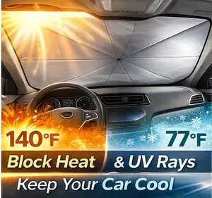 2-Pack Foldable Car Windshield Sunshade Umbrella, Heat & UV Protection Reflective Front Window Sun Shade, Universal Fit for Sedan, SUV & Truck