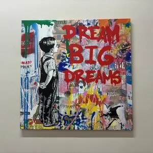 Dream Big Graffiti Banksy Artwork Poster - Framed Office Decor For Living Room - Unique Wall Art Gift