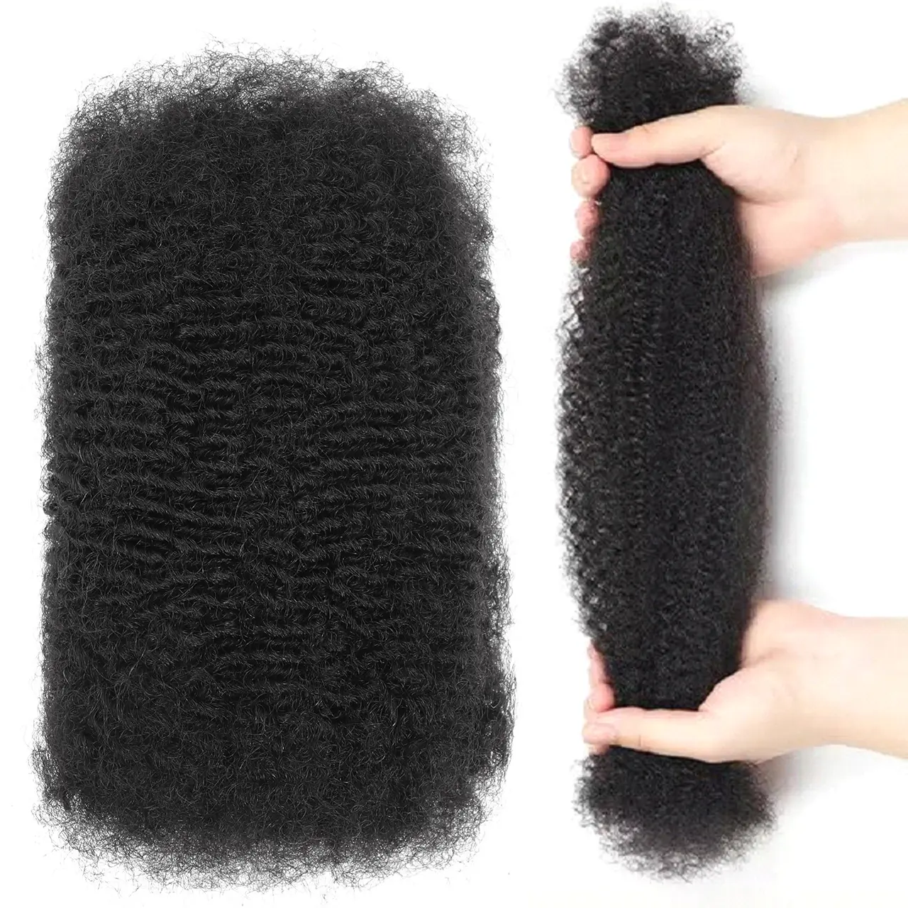 Datanala Afro Kinky Bulk Human Hair Extensions - 4B/4C Kinky Curly Texture, Bulk Bundles for Mini Twists, Crochet Styles, Mini Twist