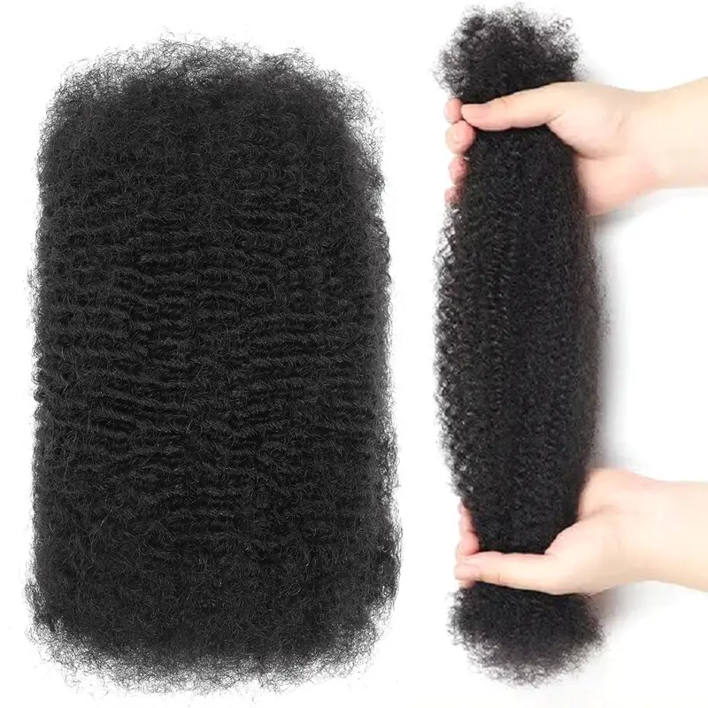 [1/3/5 Packs] DATANALA Afro Kinky Bulk Human Hair Braiding Extensions - 4B/4C Kinky Curly Texture, Soft Fluffy Crochet Bundles for Mini Twist Fit, Hair Braids, Dreadlocks & Loc Repair
