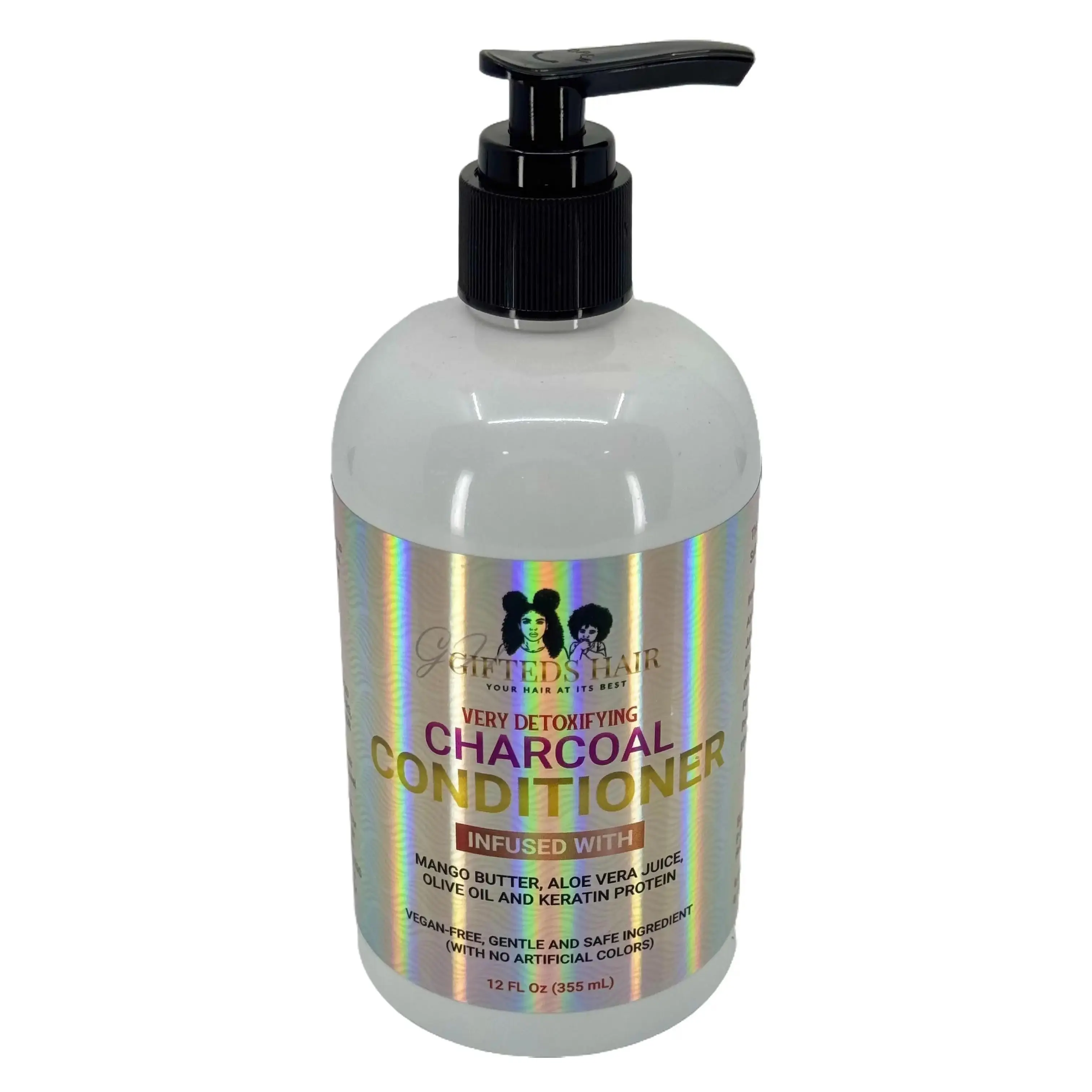 Charcoal Conditioner - Detoxifying Organic Haircare, Hydrating, Nourishing, Oil Control, with Coconut, Olive Oil, Aloe, Keratin Protein for Any Hair Types Gifted Cosmetics