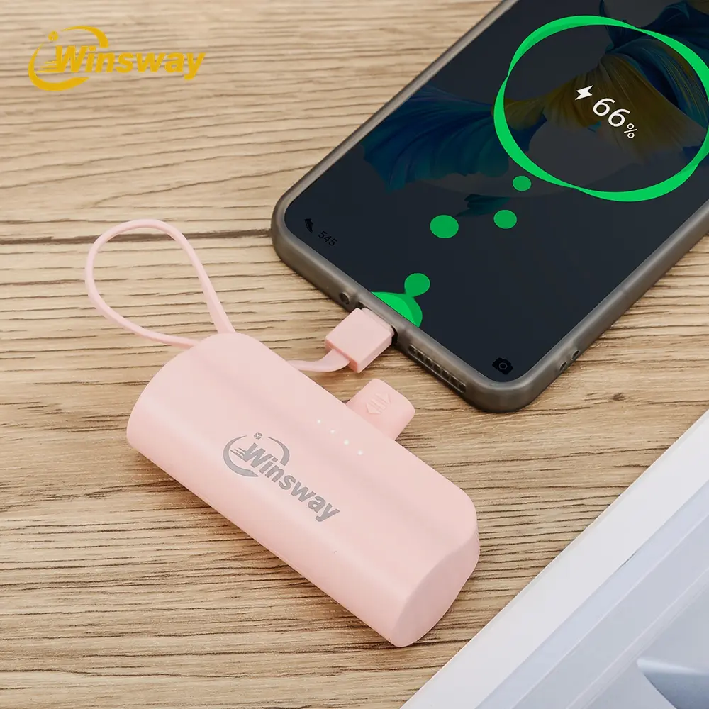 Mini 5000mAh Portable Charger, Built-in Cables for iPhone/Android, Fast Power Bank with LED Display, Compact Battery Pack external  battery