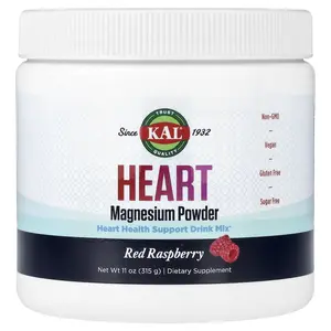 KAL Heart Magnesium Powder, Red Raspberry, 11 oz (315 g)