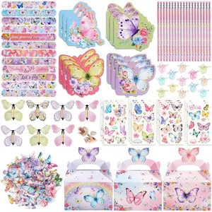 146 count Butterfly Party favors Set  Butterfly  Birthday Decorations Classroom School  for Girls  Fairy School Stationery Set Goodie Bag Stuffers