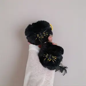 Plush Spider Earbud Case Cover Cute Fluffy Protective Case Compatible with Wireless Earbuds Gen 1/2/3/4 Pro Pro 2