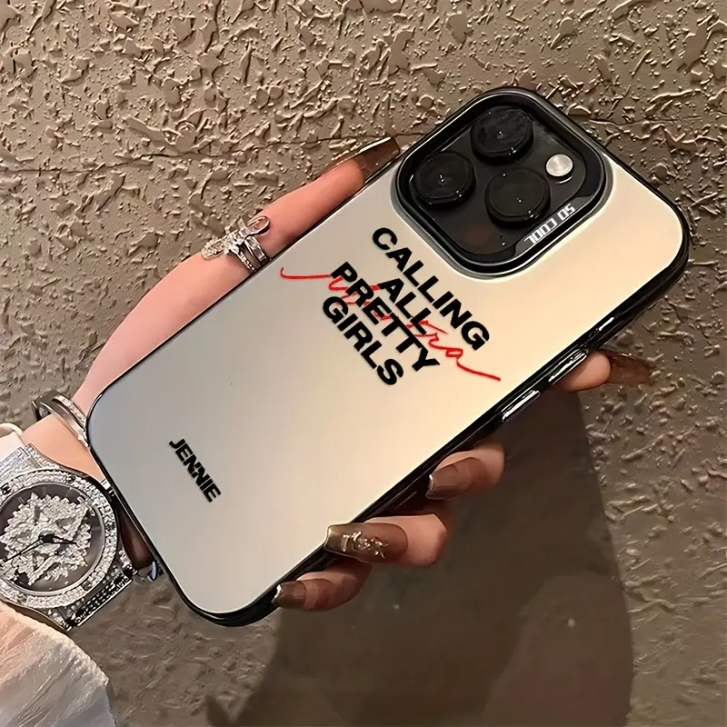 Phone Case - Black And Red Scripture JENNIE 7/8 Plus Anti-Drop Soft , Minimalist High-End Air Cushion Suitable for Iphone 14 Pro Max, Apple 13 Phone Case, Couple'S XS Max New Model, 12 Pro Anti-Drop XR Frosted 11 for Both Men And Women