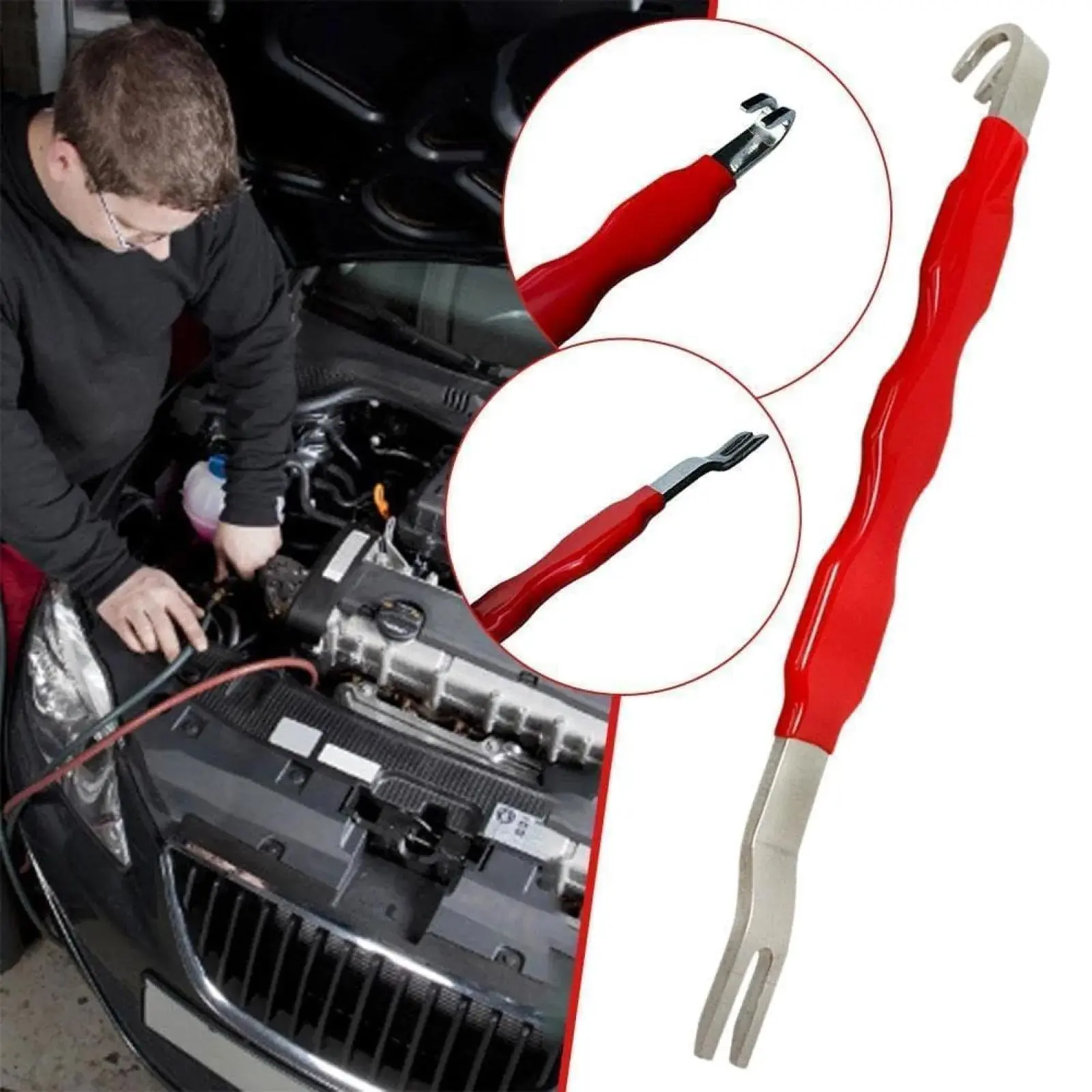 1Pc Red Sturdy Metal Double-Ended Automotive Electrical Connector Separator Removal Tool - Compact Vehicle Tool for Quick Separation, Connector Removal, Sturdy Metal for Tough Jobs, Most Car Plugs