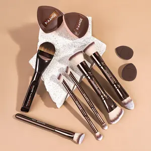 Maange 10-Piece Makeup Tool Set, Includes 6 Brushes & 4 Puffies, Foundation, Blush, Loose Powder, Concealer Brushes, Perfect Gift for Women