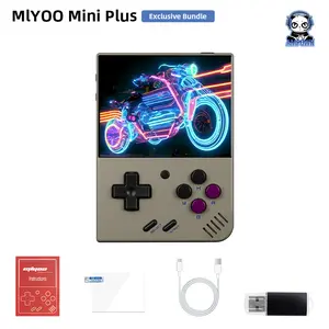MIYOO Mini Plus Portable Retro Handheld Game Console V2 Mini+ IPS Screen Classic Video Game Console Linux System Children's Gift  grey-64G
