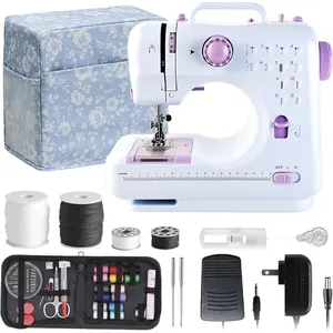 Sewing Machine for Beginners & Kids, Mini Sewing Machines with 12-in Patterns, 2-Speed Foot Pedal, Perfect for Teaching Daughter Granddaughter to Sew(Purple White)