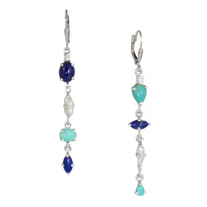 Lapis, Sleeping Beauty Turquoise & White Topaz Drop Earrings