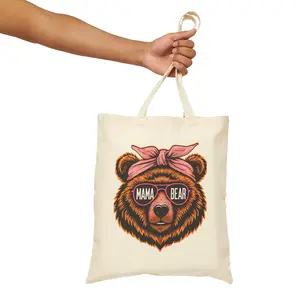 mama bear Cotton Canvas Tote Bag, mother's day gift, mothers, baby shower gift