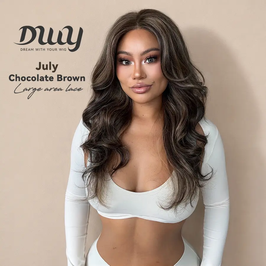 July -NEW ! DWY 13×4 Free Part Lace Front Long-Length Curly Ombre Brown with Highlights Glueless Synthetic Wig for Women 24 Inches