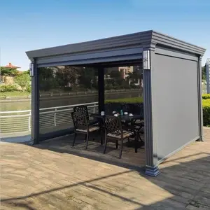Villa Outdoor Intelligent Electric Shutter Pavilion Sunshade Courtyard Garden Terrace Yard Chinese Aluminum Alloy Pavilion