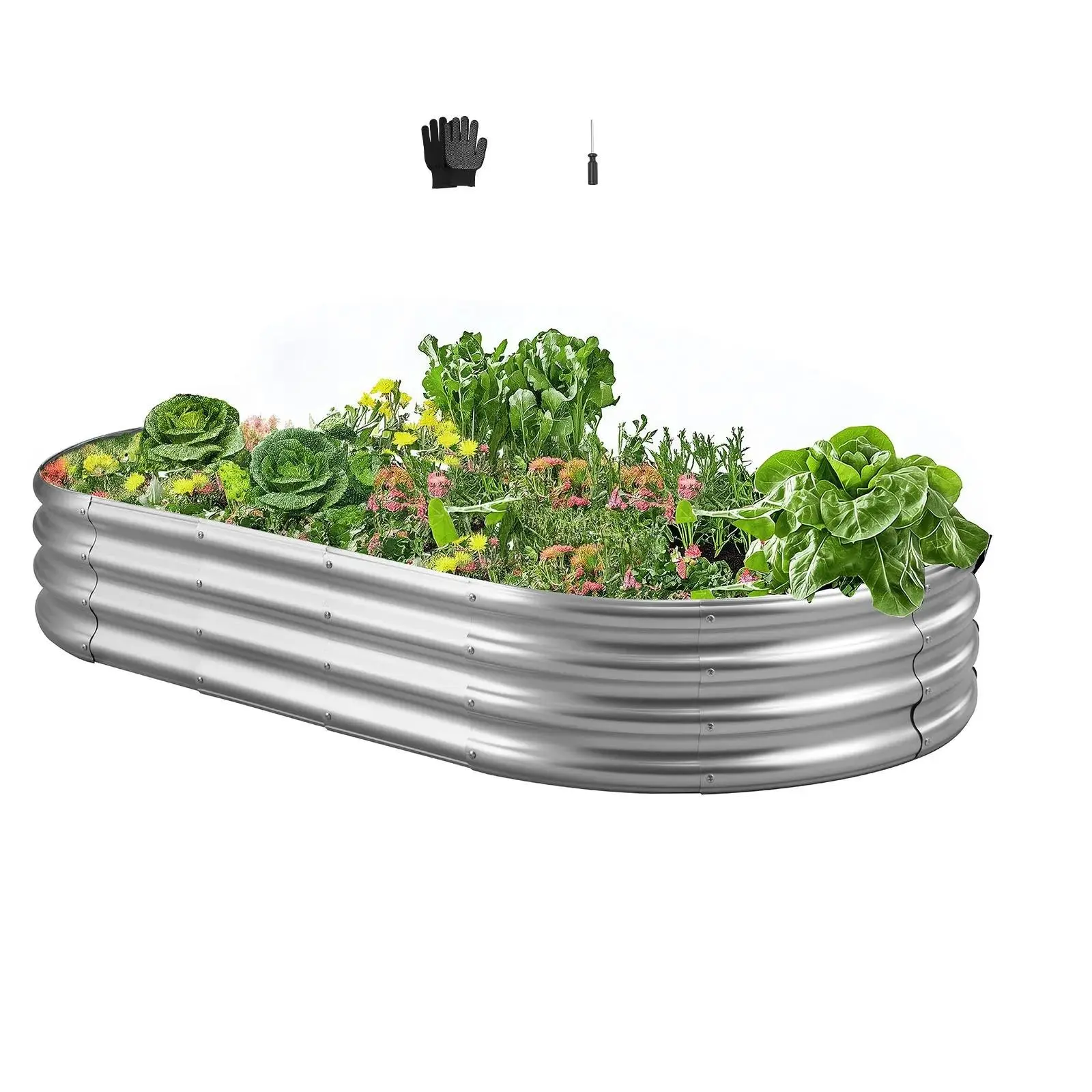 【SummerFinds】VEVOR Metal Raised Garden Bed, Outdoor Galvanized Planter Garden Box, Open Bottom Design, Large Planter Raised Bed for Growing Vegetables, Flowers, Herbs, Succulents, Galvanized Color