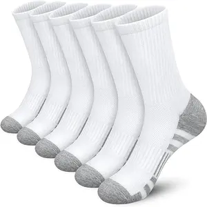 3 pairs Men's Athletic Crew Socks, Cushioned for Outdoor Running & Hiking