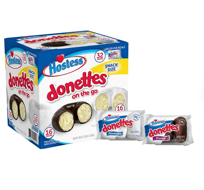 Hostess Donettes Variety Pack Donuts, Snack Size, 1.5 oz., 32 Pack Cake Dessert